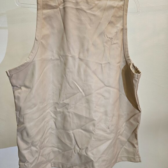 Nova Men Beige Stretch Faux Leather Tank (loose fit) - Picture 3 of 4